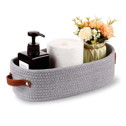Oval Woven Bathroom Basket, Storage Basket, Woven Organizer for Towels and Toiletries