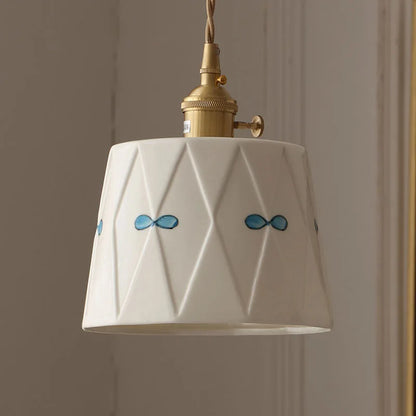 Ceramic Pendant Chandelier, Retro Ceiling Light Fixture, Japanese Style Dining Room Lamp
