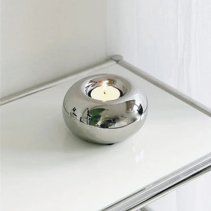 Circular Ceramic Candle Holder, Candlestick Stand, Minimalist Table Centerpiece