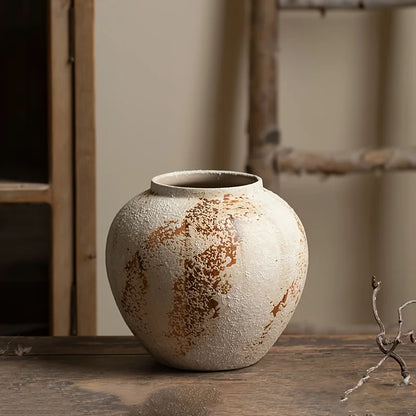 Retro Ceramic Flowerpot, Spotted Plant Pot, Classic Glazed Pot for Indoor Plants