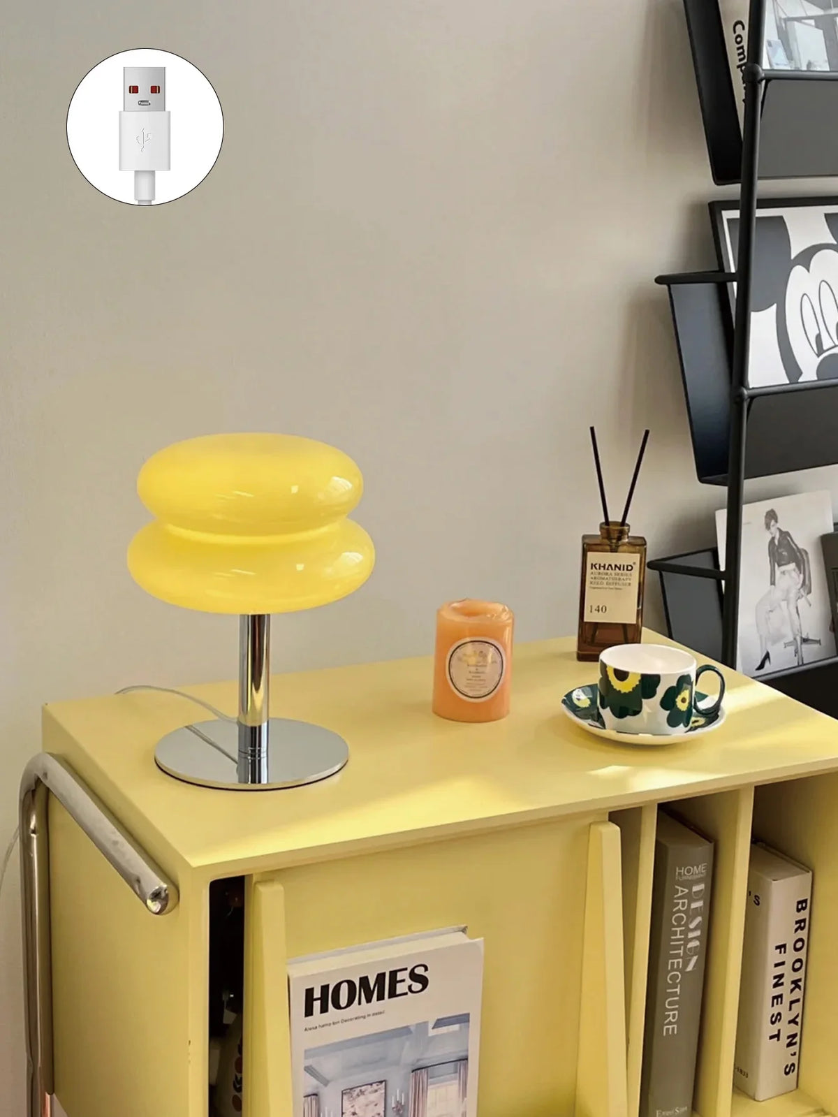 Macaron Glass Table Lamp, Dimmable Bedside Lamp, Eye Caring Light for Study and Bedroom