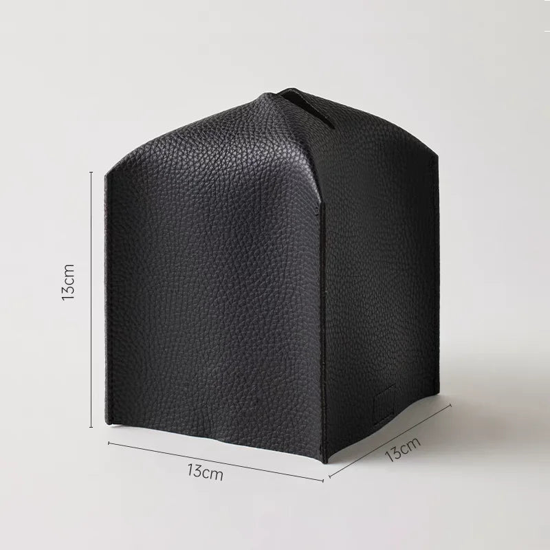 Tissue Box Cover, Leather Tissue Holder, PU Facial Tissue Case for the Living Room