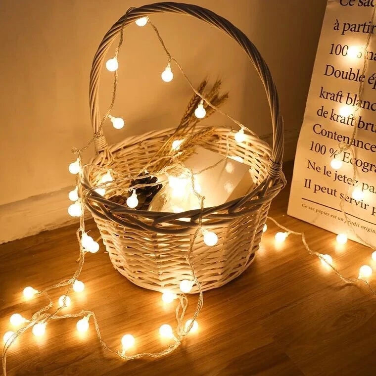 LED String Light Garland, Fairy Lights, Warm Ambient Decor for Bedroom and Patio