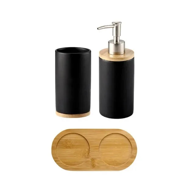 Ceramic Bathroom Accessories Set, Vanity Countertop Set, Soap Dispenser and Tumbler