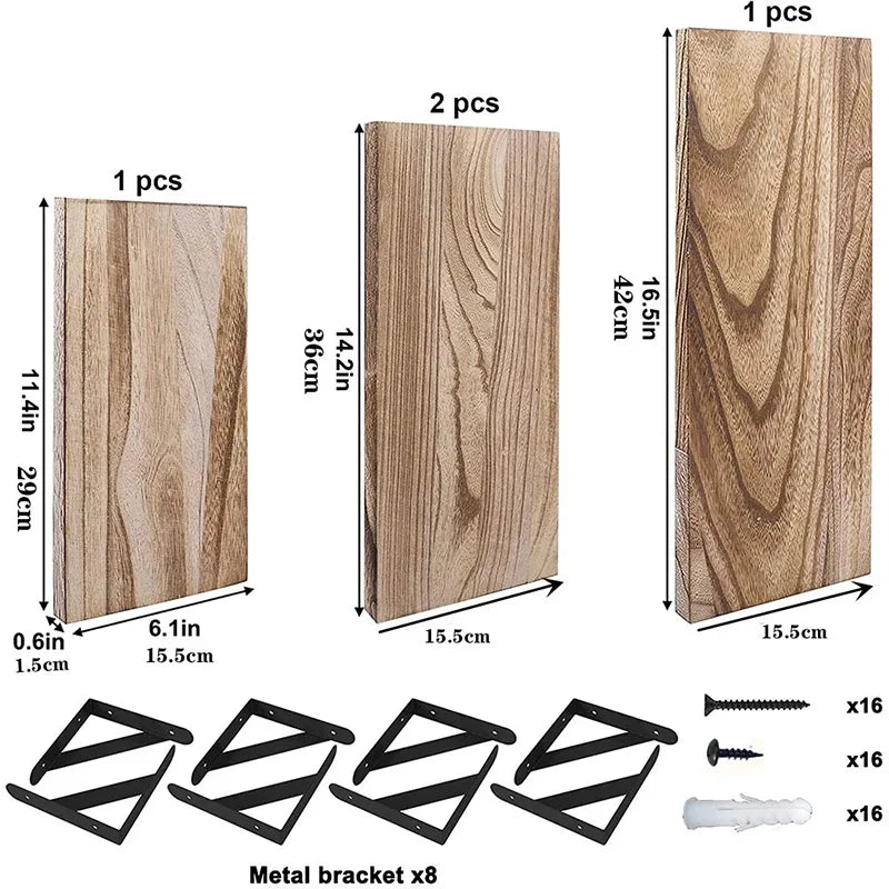 Wooden Floating Wall Shelf, Wall Mounted Shelf, Display Ledge for Living Room and Hall