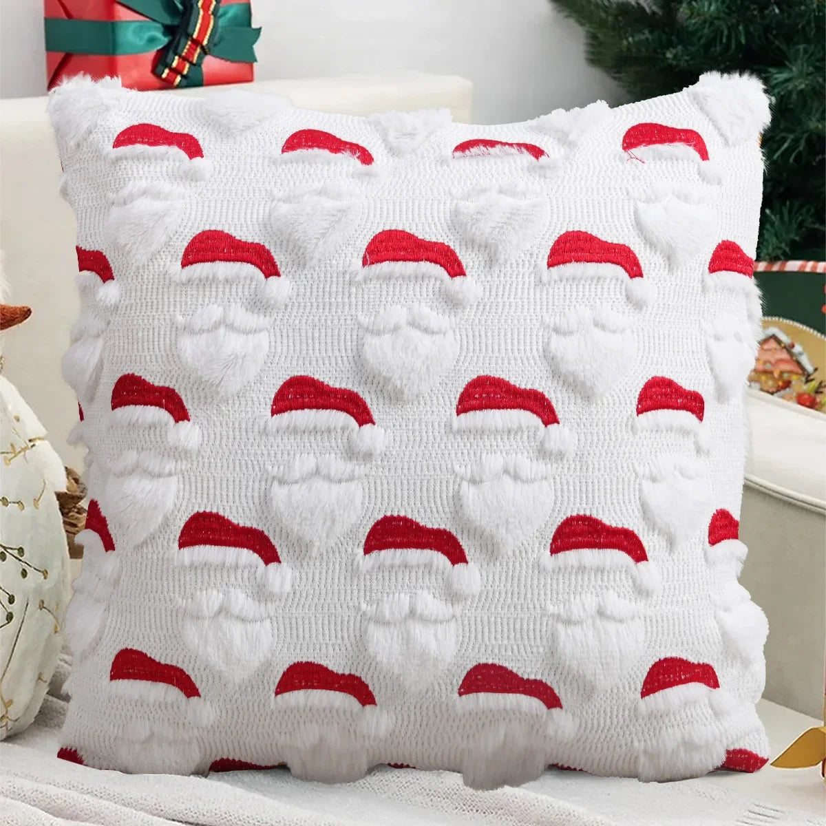 Christmas Knitted Cushion Cover, Festive Throw Pillow Case, Holiday Sofa Accent