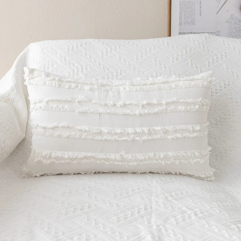 Floral Embroidered Cushion Cover, Throw Pillow Cover, Textured Accent for Sofa and Bed