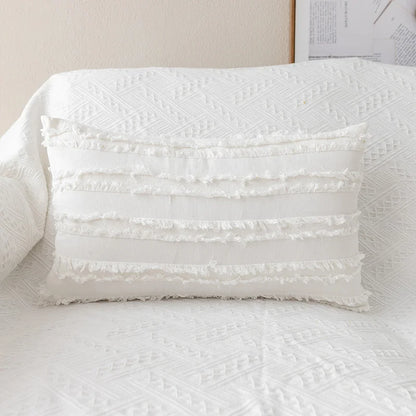 Floral Embroidered Cushion Cover, Throw Pillow Cover, Textured Accent for Sofa and Bed