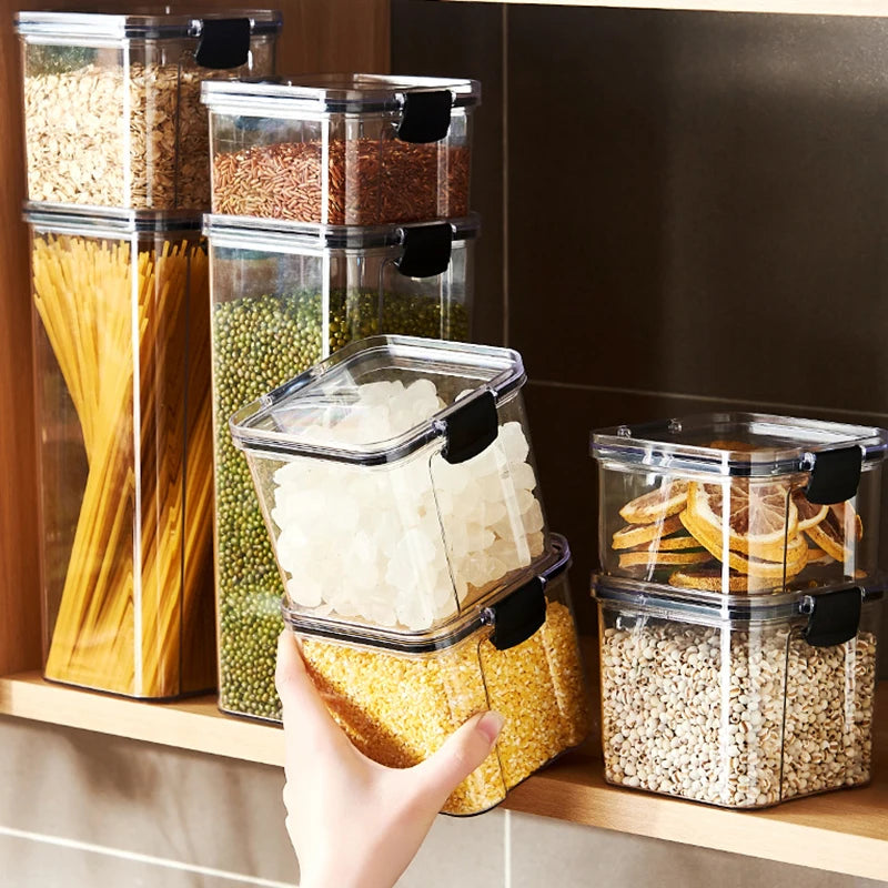 Sealed Kitchen Storage Jar Set, Airtight Canister Set, Stackable Pantry Containers