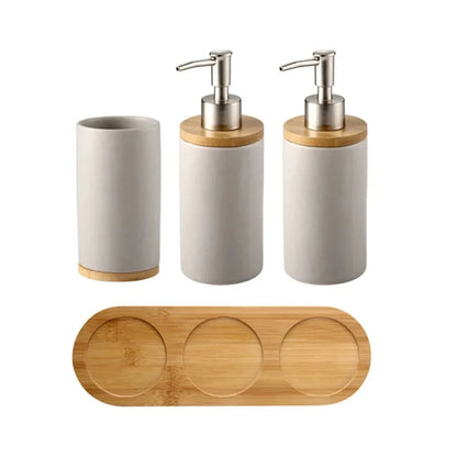 Ceramic Bathroom Accessories Set, Vanity Countertop Set, Soap Dispenser and Tumbler