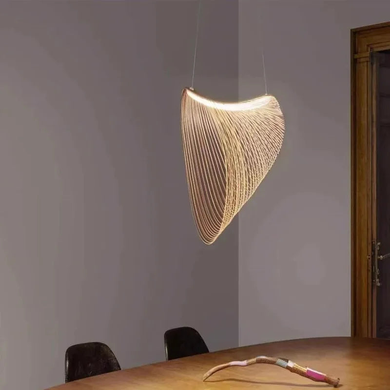 Wooden Birds Nest Pendant Light, Woven Ceiling Lamp, Natural Fixture for Dining Rooms