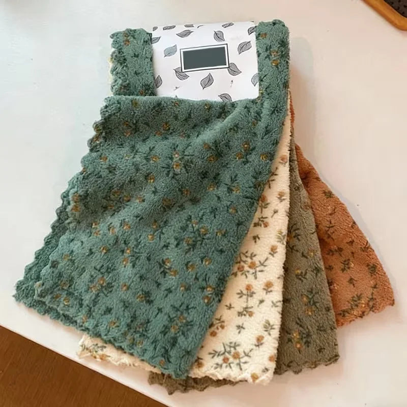 Floral Dishwashing Cloth Set, Reusable Dish Cloths, Absorbent Kitchen Cleaning Towels