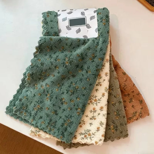 Floral Dishwashing Cloth Set, Reusable Dish Cloths, Absorbent Kitchen Cleaning Towels