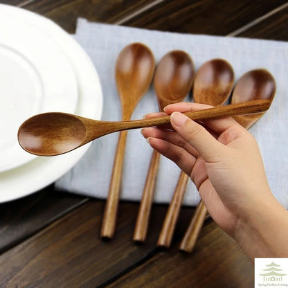 Wooden Spoon Set, Cooking Utensil Set of 5, Kitchen Tools Safe for Nonstick Pans