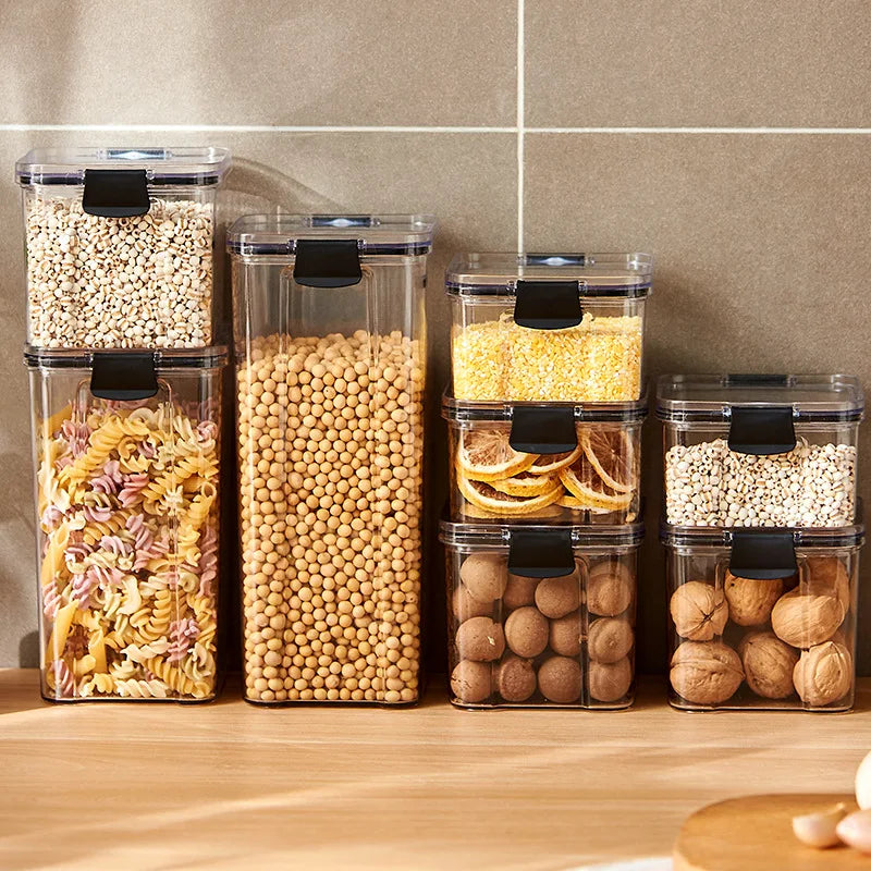 Sealed Kitchen Storage Jar Set, Airtight Canister Set, Stackable Pantry Containers