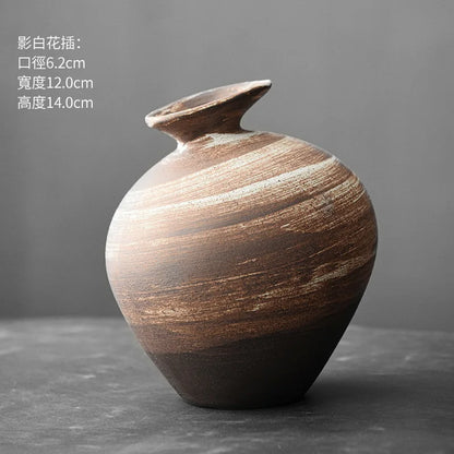 Black Terracotta Vase, Matte Ceramic Flower Vase, Modern Mantel and Console Decor