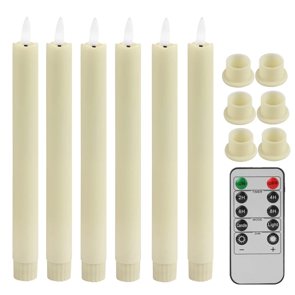 LED Flameless Taper Candles, Battery Operated Candlesticks, Flickering Dinner Candles