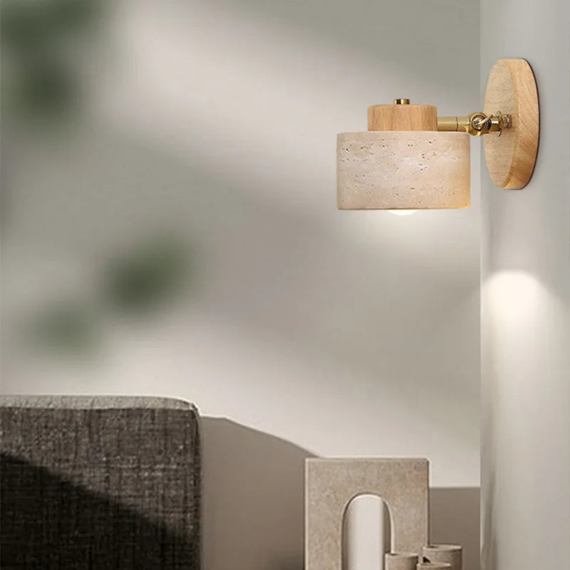 Cave Stone Wall Sconce, Yellow Stone Wall Light, Wabi-Sabi Fixture for the Stairwell