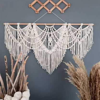 Large Macrame Wall Tapestry, Woven Wall Hanging, Boho Cotton Decor for the Bedroom