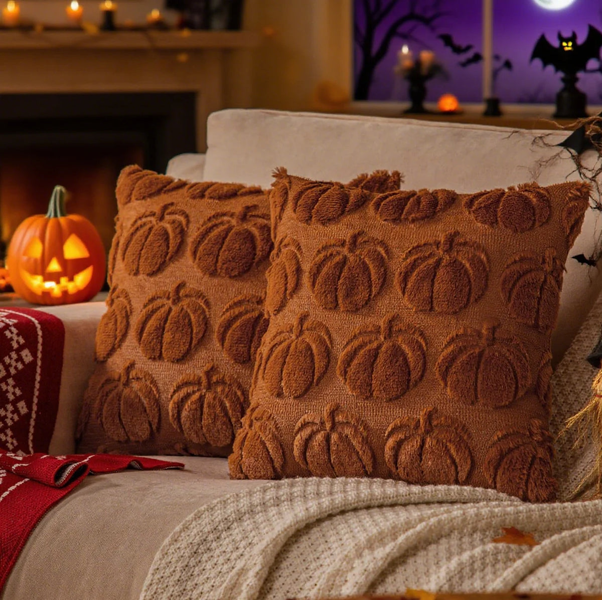 Seasonal Throw Pillow Covers, Faux Fur Cushion Cases, Autumn and Winter Sofa Accent