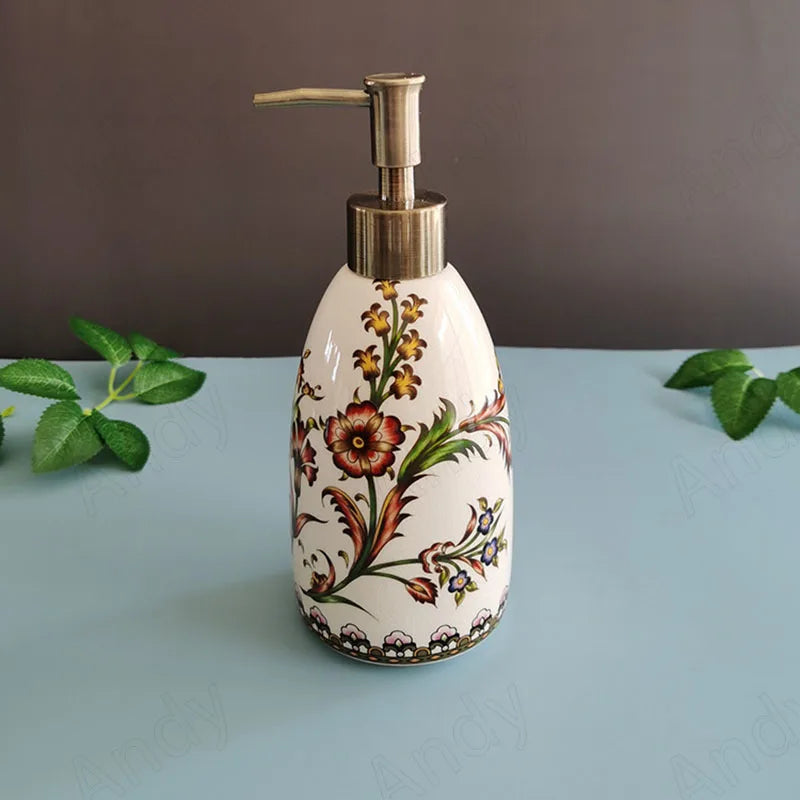 Ceramic Soap Dispenser Bottle, Hand Soap Pump, Vanity Accent for Bathroom and Kitchen