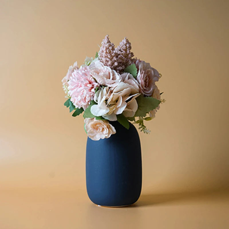Nordic Ceramic Vase, Matte Flower Vase, Minimalist Decor for Shelf and Mantel