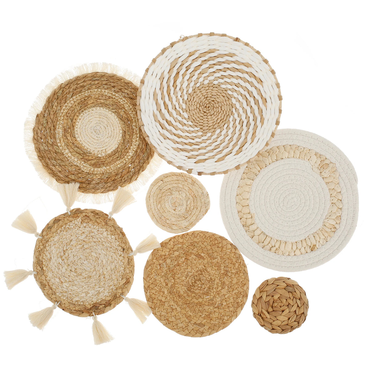 Woven Wall Basket Set, Hanging Wall Decor, 7-Piece Boho Basket Gallery for the Bedroom