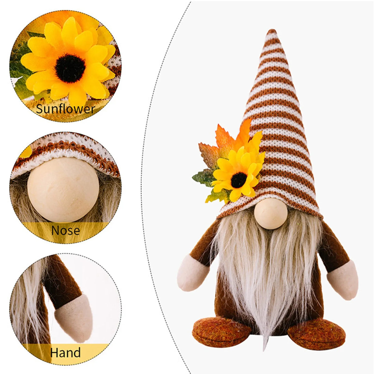 Autumn Gnome Ornament, Faceless Plush Gnome, Harvest Shelf and Mantel Decor