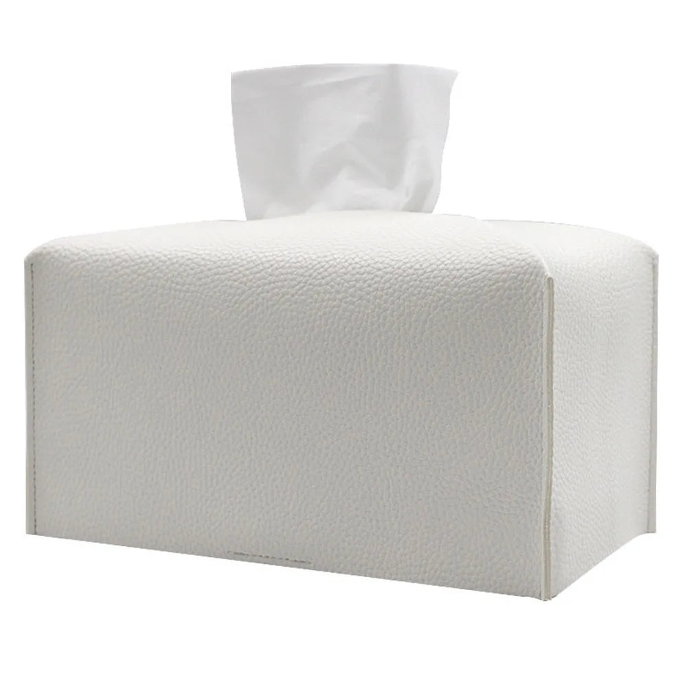 Tissue Box Cover, Leather Tissue Holder, PU Facial Tissue Case for the Living Room