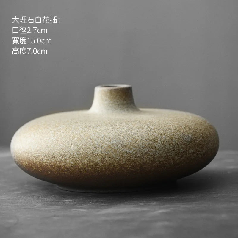Black Terracotta Vase, Matte Ceramic Flower Vase, Modern Mantel and Console Decor