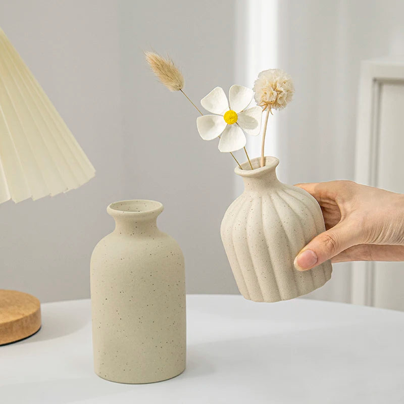 Retro Ceramic Flower Vase, Vintage Bud Vase, Glazed Decor for Open Shelves