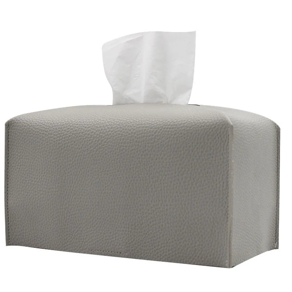 Tissue Box Cover, Leather Tissue Holder, PU Facial Tissue Case for the Living Room