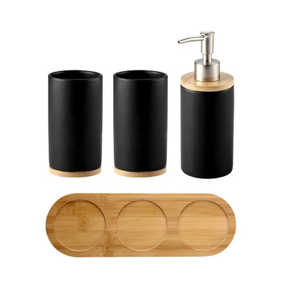 Ceramic Bathroom Accessories Set, Vanity Countertop Set, Soap Dispenser and Tumbler
