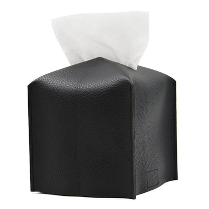 Tissue Box Cover, Leather Tissue Holder, PU Facial Tissue Case for the Living Room