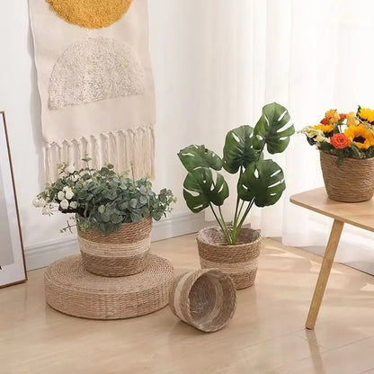 Rattan Planter Basket, Woven Plant Pot Cover, Natural Basket for Indoor Plants