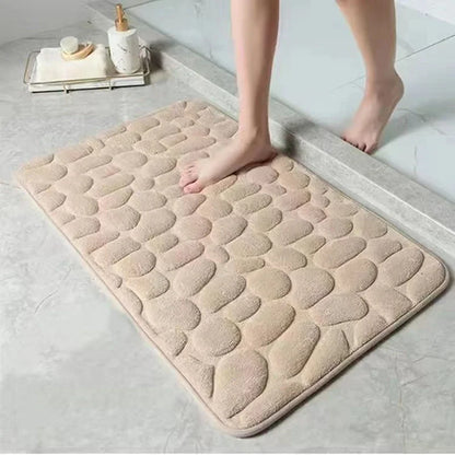 Cobblestone Non-Slip Bath Mat, Bathroom Rug, Quick Dry Shower Floor Mat