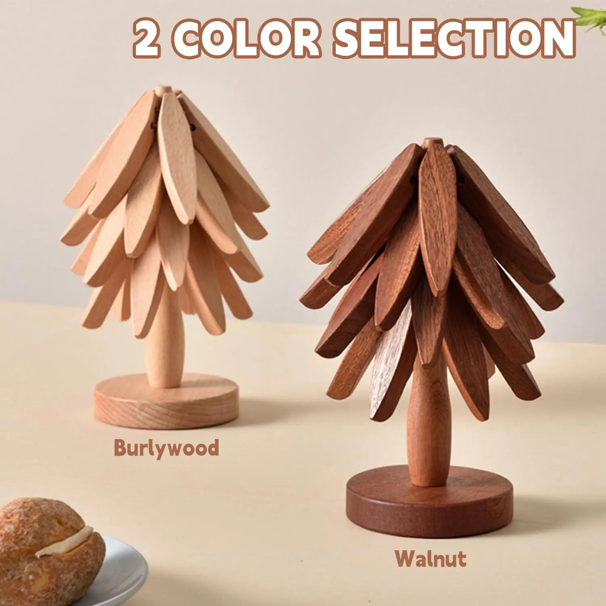 Wooden Trivet Set, Kitchen Hot Pad Holder, Tree Shape Pot Stand