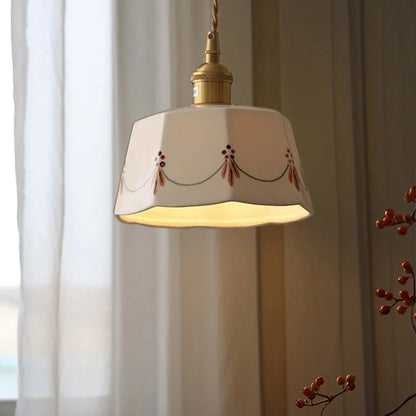 Ceramic Pendant Chandelier, Retro Ceiling Light Fixture, Japanese Style Dining Room Lamp