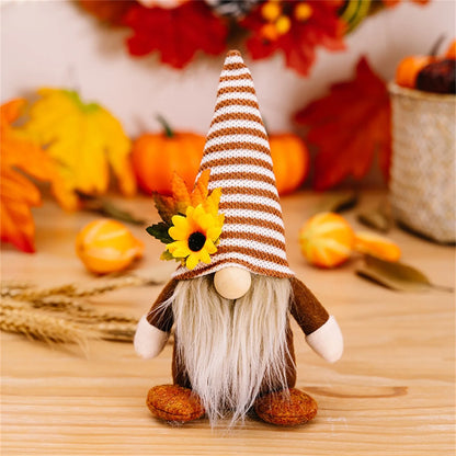 Autumn Gnome Ornament, Faceless Plush Gnome, Harvest Shelf and Mantel Decor
