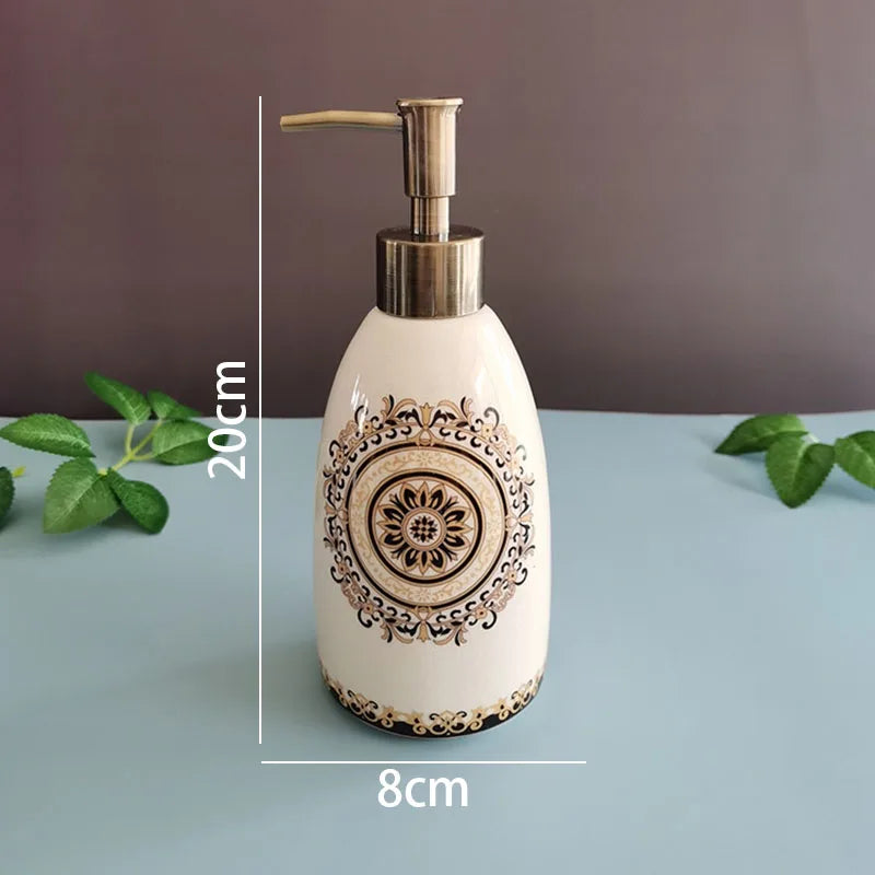 Ceramic Soap Dispenser Bottle, Hand Soap Pump, Vanity Accent for Bathroom and Kitchen
