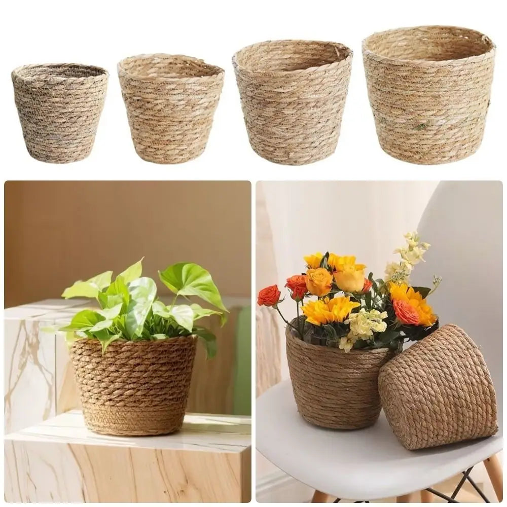 Rattan Planter Basket, Woven Plant Pot Cover, Natural Basket for Indoor Plants