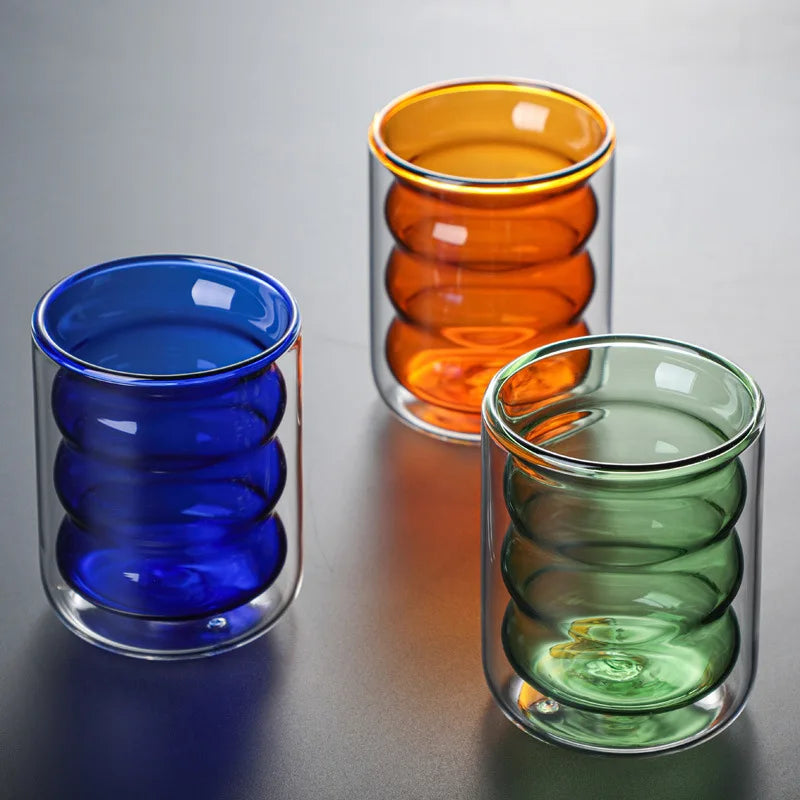 Double Wall Glass Cup, Insulated Coffee Mug, Borosilicate Glassware for Tea and Latte