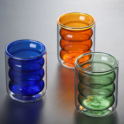 Double Wall Glass Cup, Insulated Coffee Mug, Borosilicate Glassware for Tea and Latte