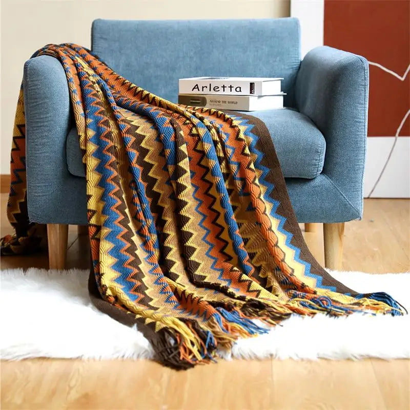 Hand Knitted Throw Blanket, Chunky Knit Throw, Cozy Layer for Sofa and Armchair