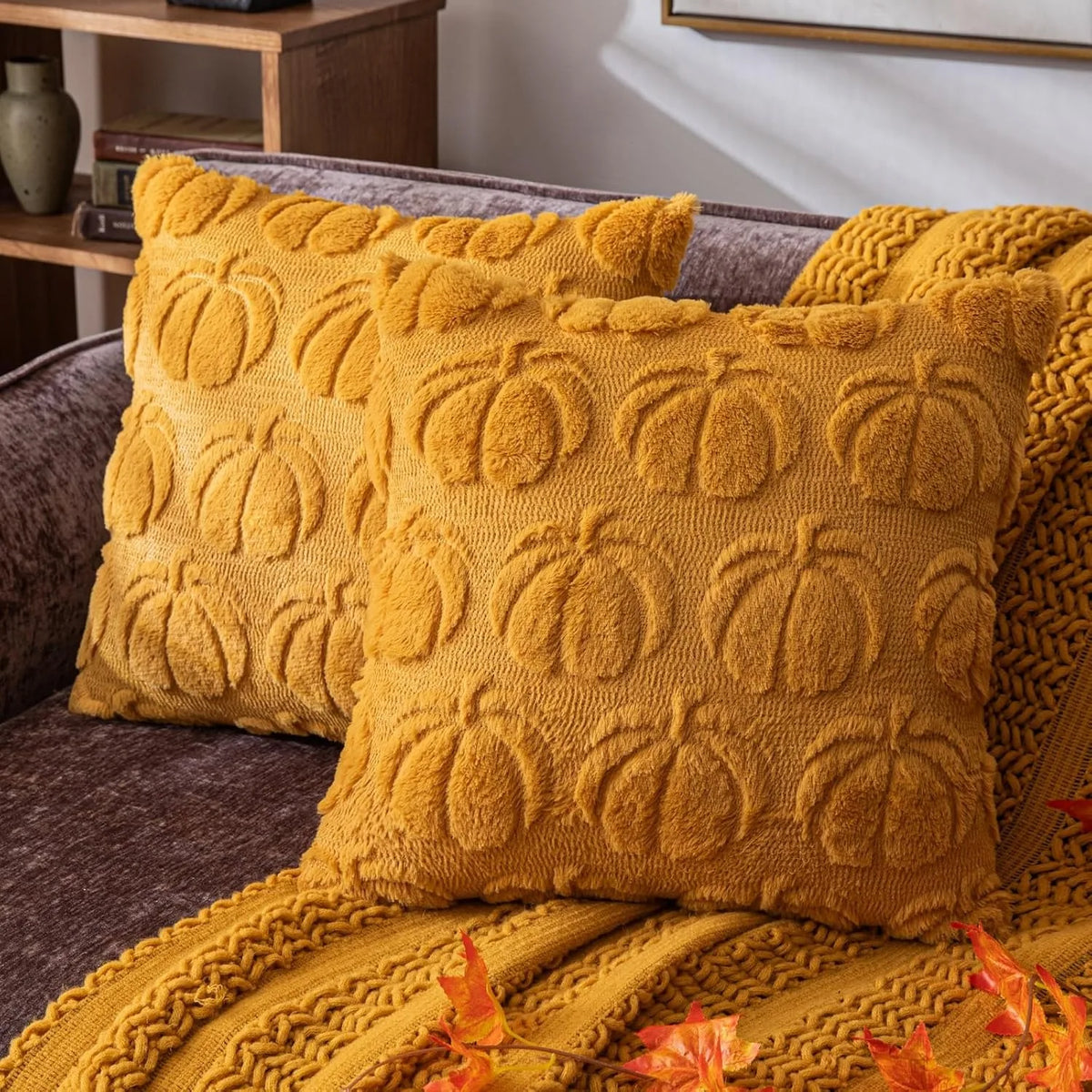 Seasonal Throw Pillow Covers, Faux Fur Cushion Cases, Autumn and Winter Sofa Accent