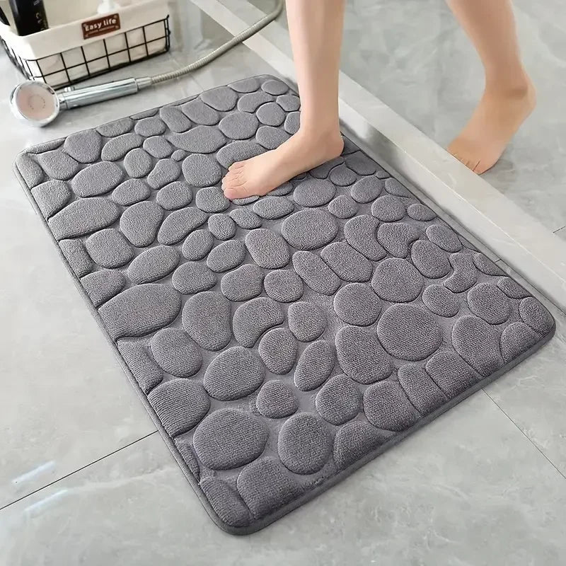 Cobblestone Non-Slip Bath Mat, Bathroom Rug, Quick Dry Shower Floor Mat