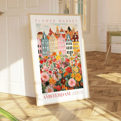 Amsterdam Flower Market Print, Floral Wall Art Poster, Botanical Decor for Living Room