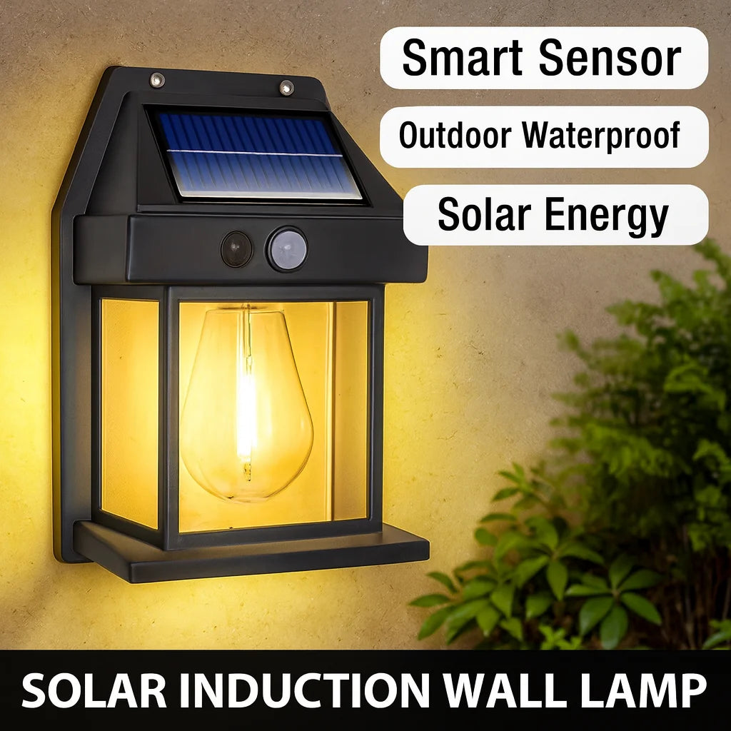 Solar Motion Sensor Wall Light, Outdoor Security Light, Garden and Fence Lighting