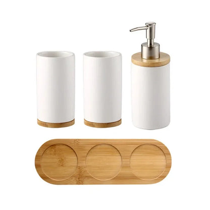 Ceramic Bathroom Accessories Set, Vanity Countertop Set, Soap Dispenser and Tumbler