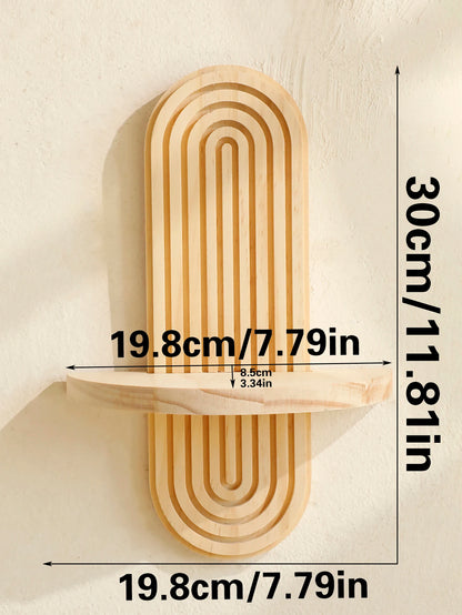 Wooden Wall Shelf, Geometric Floating Shelves, Natural Wood Boho Wall Decor